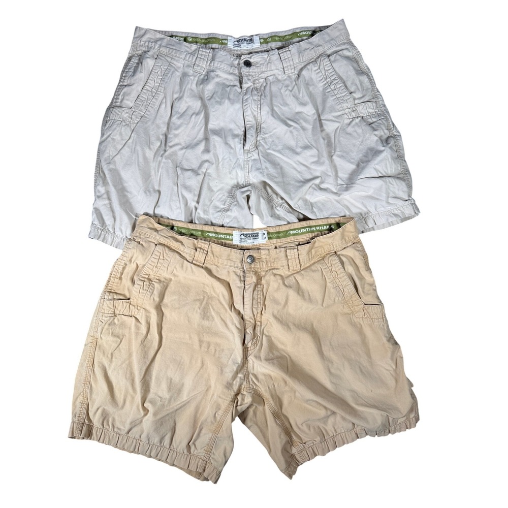 Mens Mountain Khakis Relaxed Fit Organic Cotton‎ Shorts 38x8 Bundle Khaki Stone